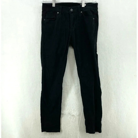 H&M Dress Pants Women Sz 2 Black Tapered Mid-Rise Flat Front Slash Pockets Slack - Picture 1 of 11